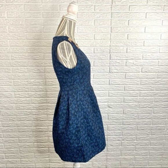 Sero Blue Green Floral Fit and Flare Dress Size Medium - Picture 4 of 5